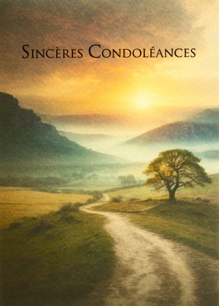 Dubbelkaart/omslag in cello - 12x17cm - Sincères Condoléances