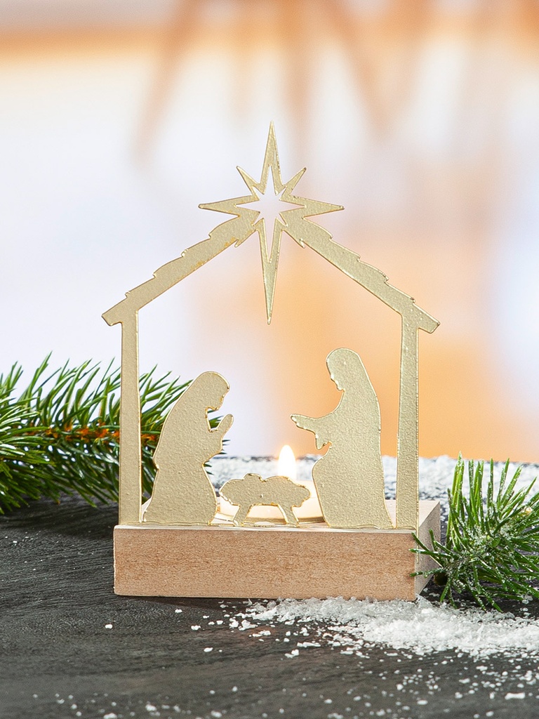 Kandelaar teelicht 'H.Familie' - assorti (90x140mm)