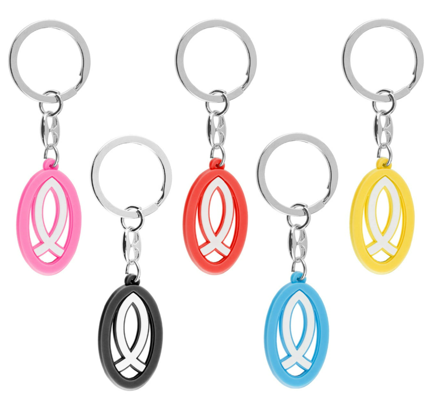 Porte-clef flexible Ichtus - couleur assorti (25x80mm)