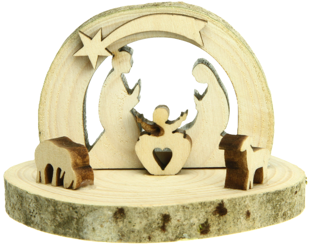 Kerstgroepje (Laser)/natuur - op schijfje (4x5cm)