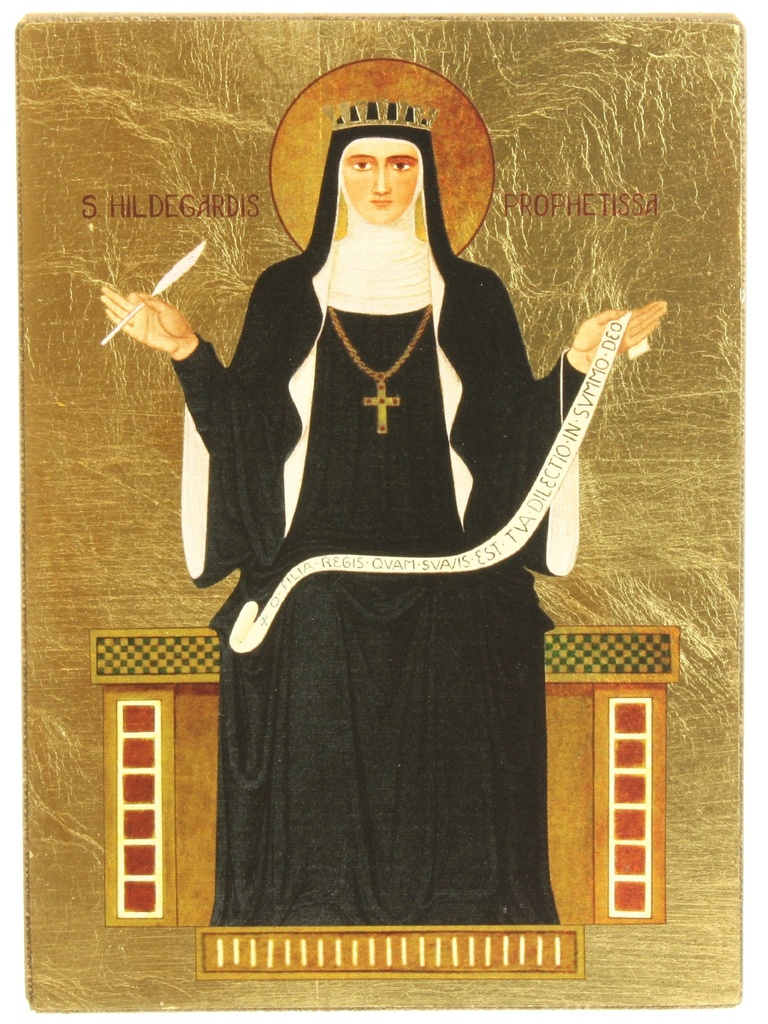 Ikone Siebdrück/Schlagmetall - Hl. Hildegardis (105x145mm)