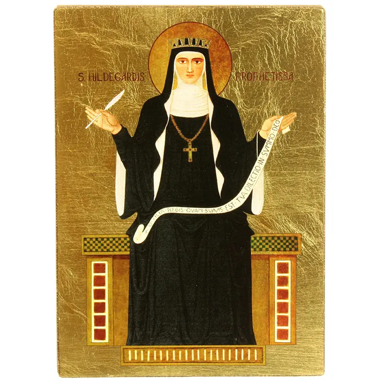 Ikone Siebdrück/Schlagmetall - Hl. Hildegardis (105x145mm)
