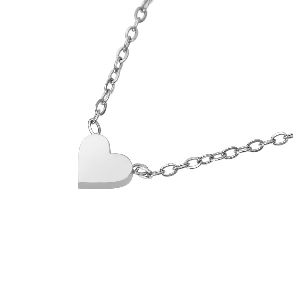 Chaîne argenté - "Love it"- Collection  - Coeur (42+5cm)