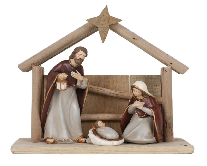 Crib with H. Familly - poly/color (55x40x125mm)