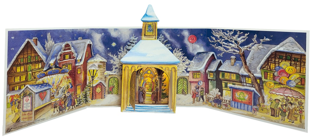 Adventskalender 3D 69x22cm in cello/zonder tekst