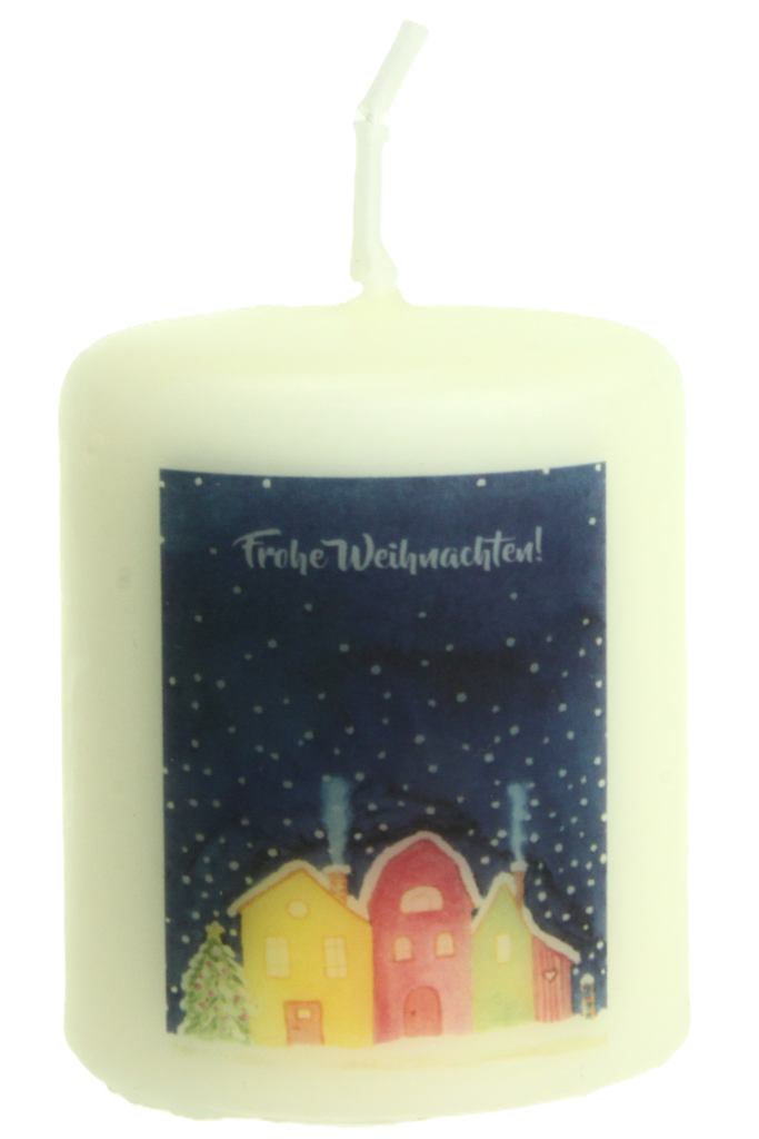 Kerze 'Frohe Weihnachten!' (60/50mm)