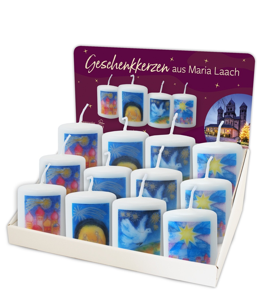 Display met 28 Kaarsen - 'Kerst-thema' - Maria-Laach (60/50mm)