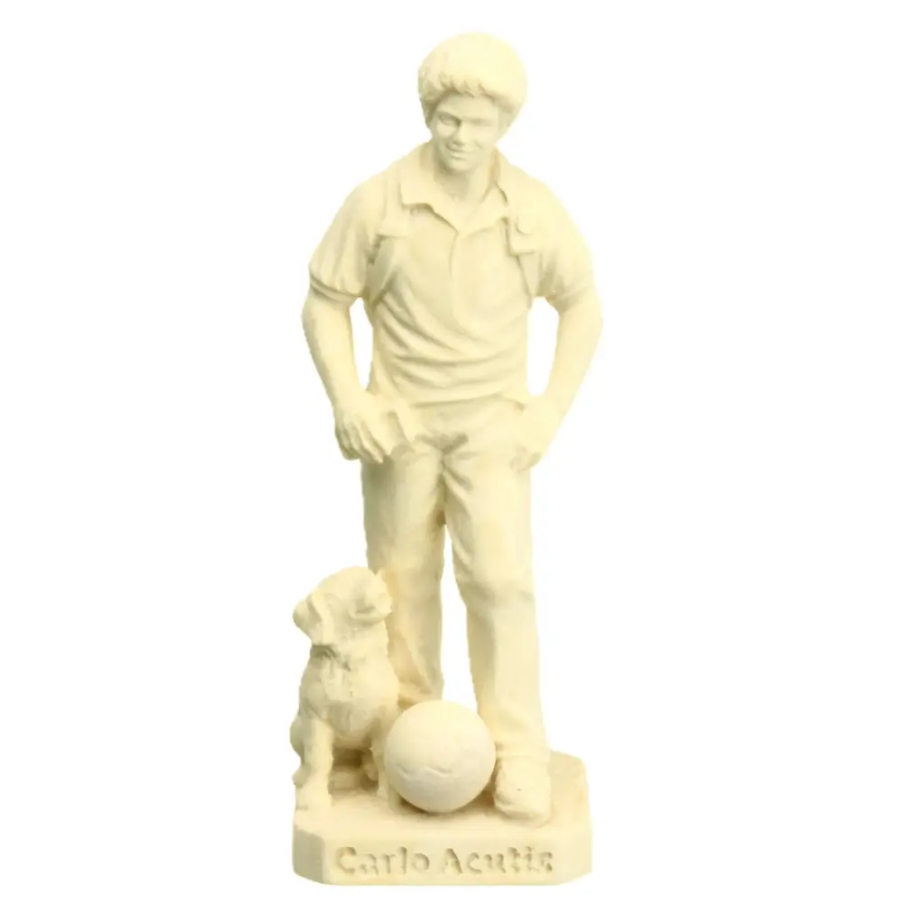 Statue Carlo Acutis - bois sculpt/natur - 15cm