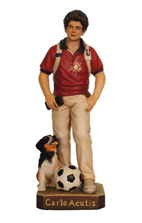 Statue Carlo Acutis - Holzgeschnit/coloriert - 11cm