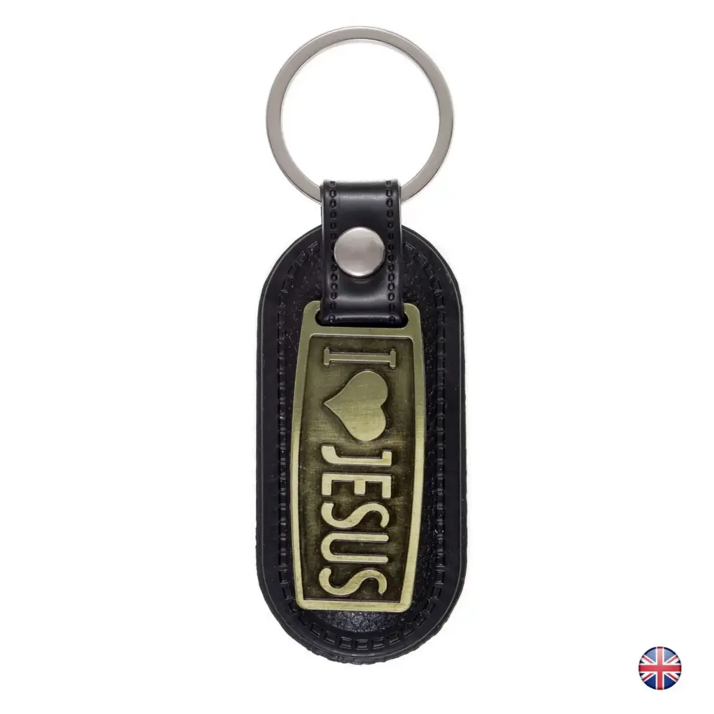 Keyholder 'I love Jesus' - metal/lether (30x75mm)