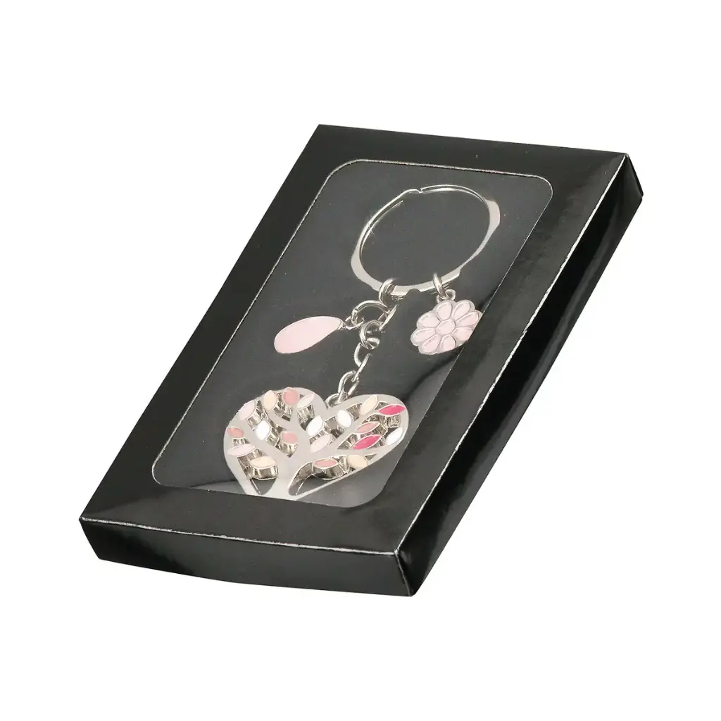 Sleutelhanger Hart/levernsboom - metaal assorti (100x40mm)