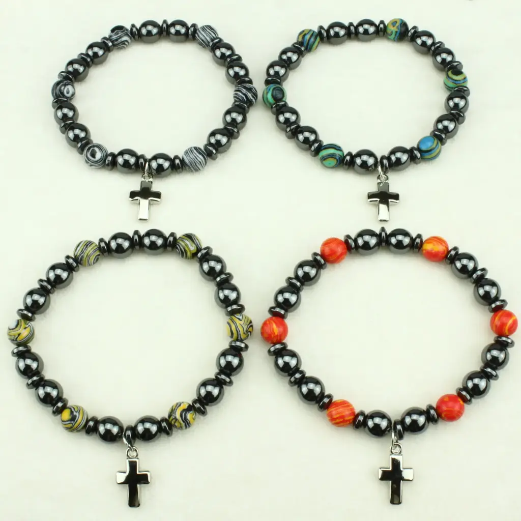 Armband - Elastisch/Hematite - Resin perle sortiert