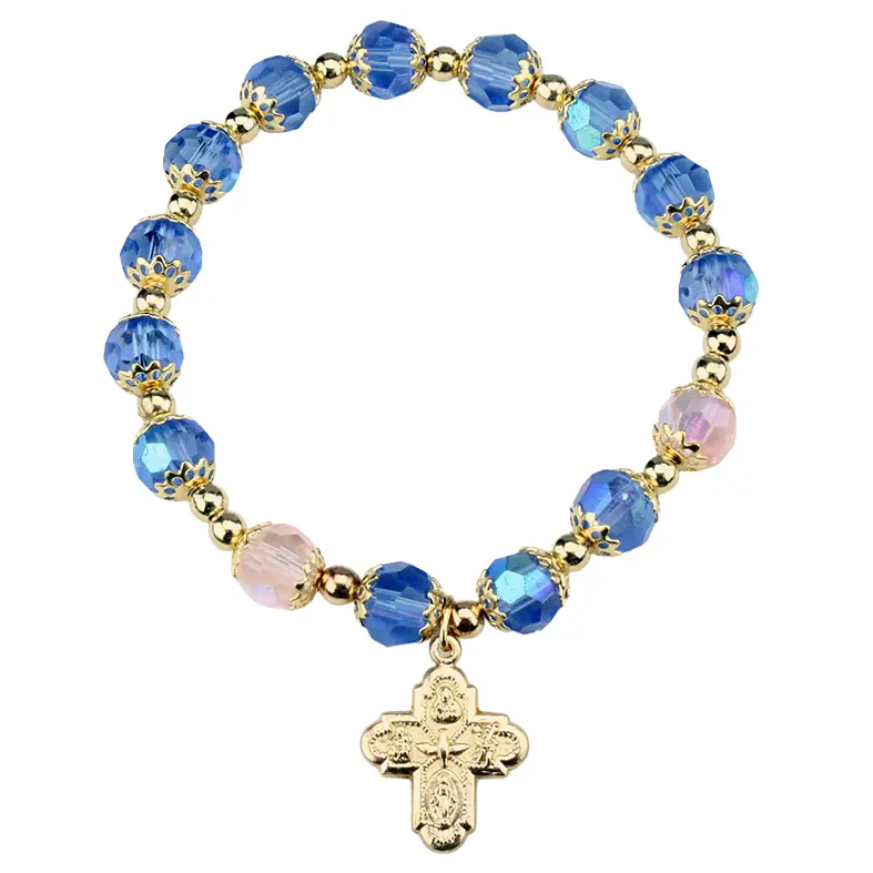 Armband - Elastisch/Halbkristal perle - Blau