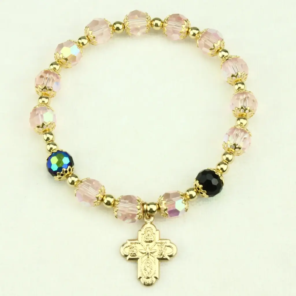 Armband verguld - elastisch/semi-cristal roze