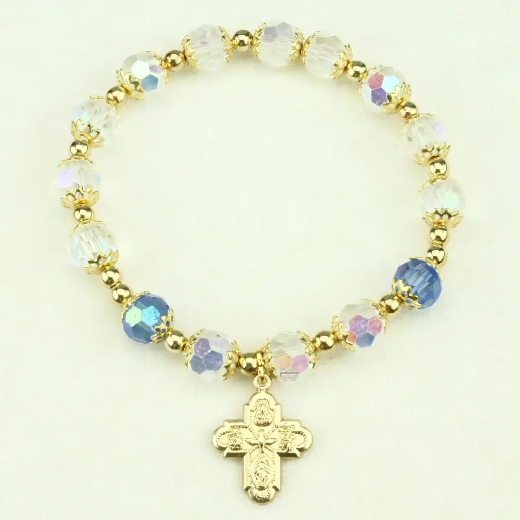 Bracelet gold plated - elastic/semi-cristal white