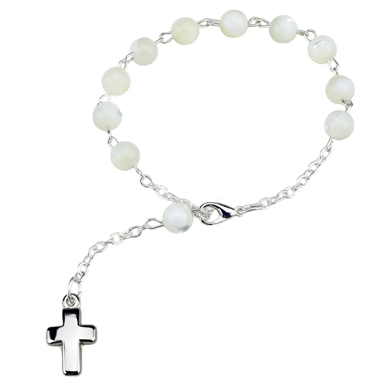 Armband - tientje/parelmoer - rond