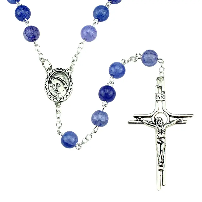 Rosary - pearl glass - blue (⌀8mm)