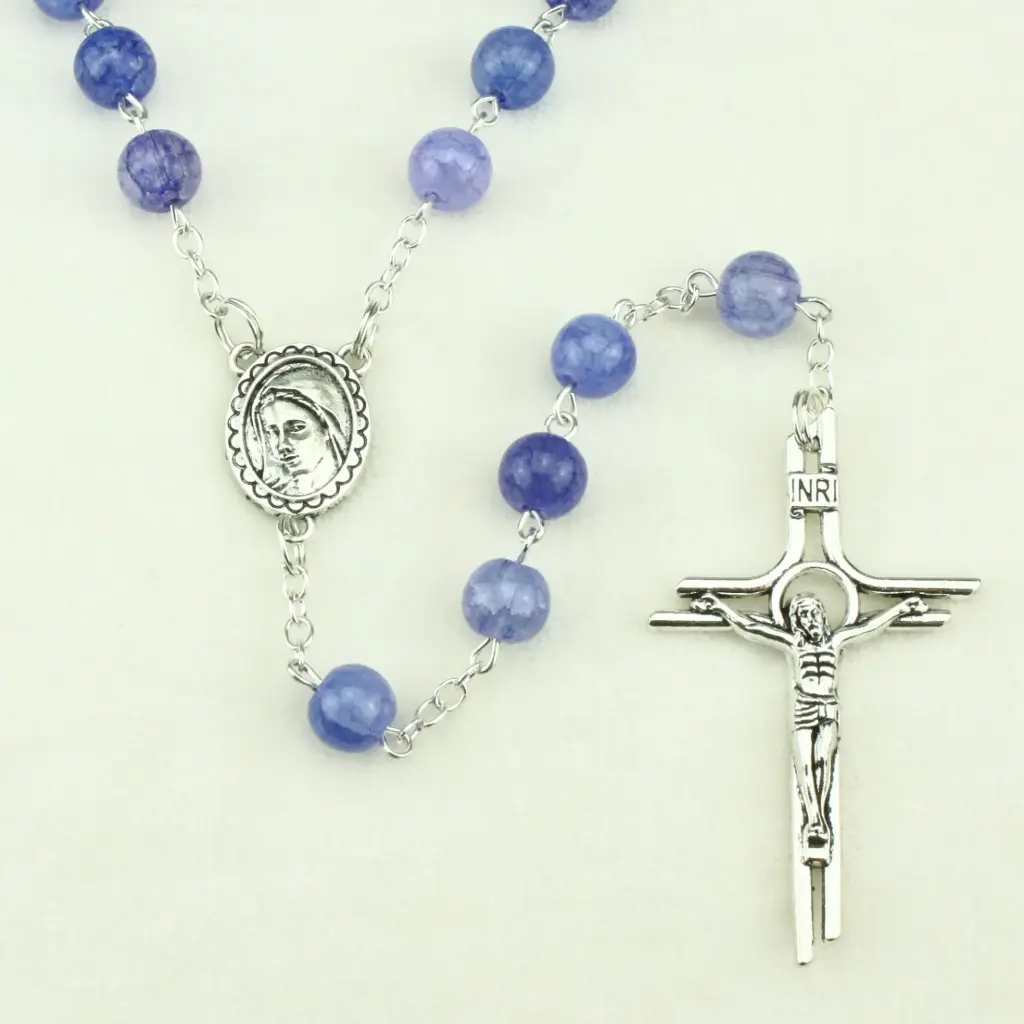 Rosary - pearl glass - blue (⌀8mm)