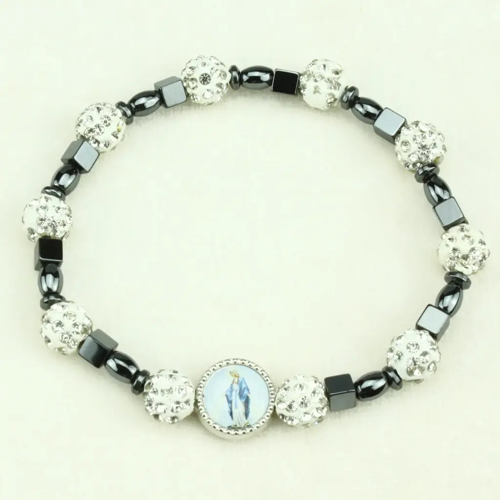 Bracelet - elastic/hematite pearl - Immaculata