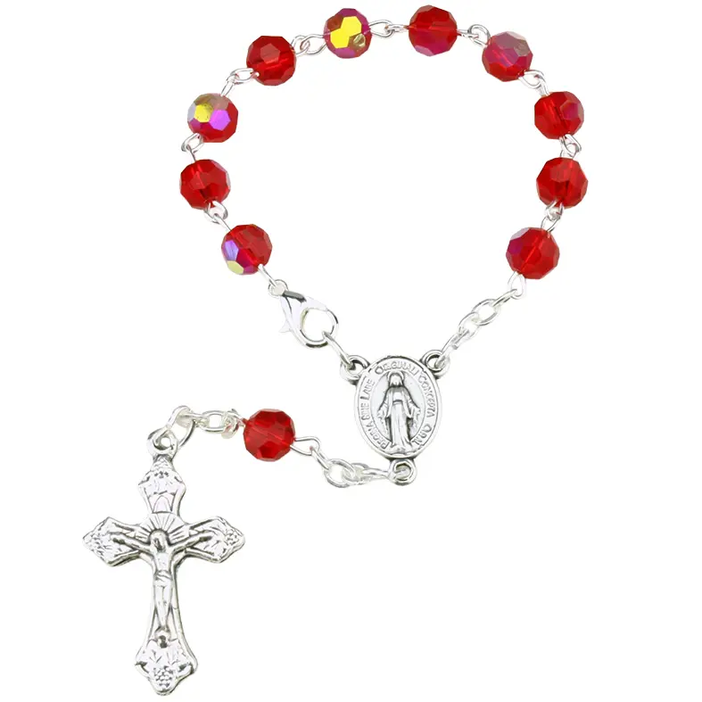 Small rosary -  semi-cristal - red - 6mm