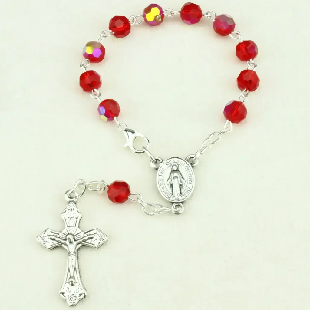 Small rosary -  semi-cristal - red - 6mm