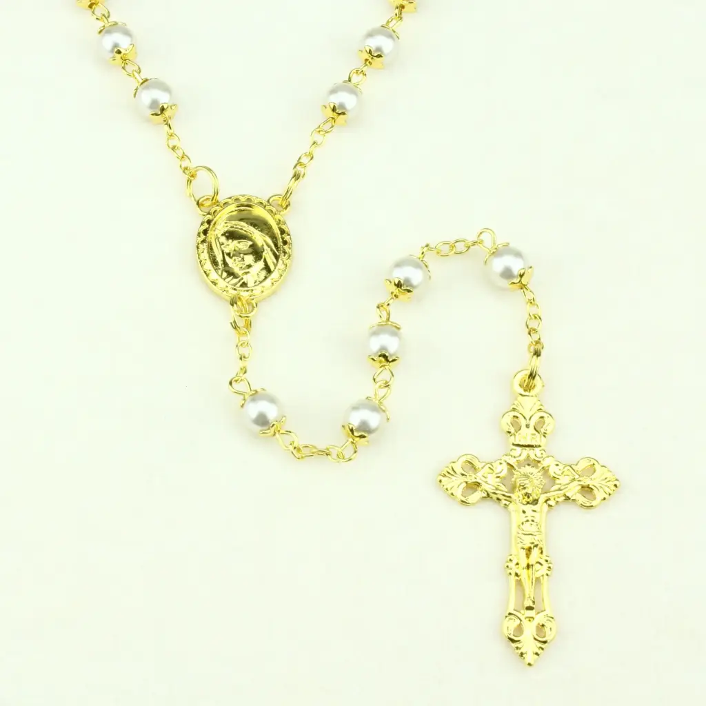 Rosary - pearl - gold plated (⌀6mm)