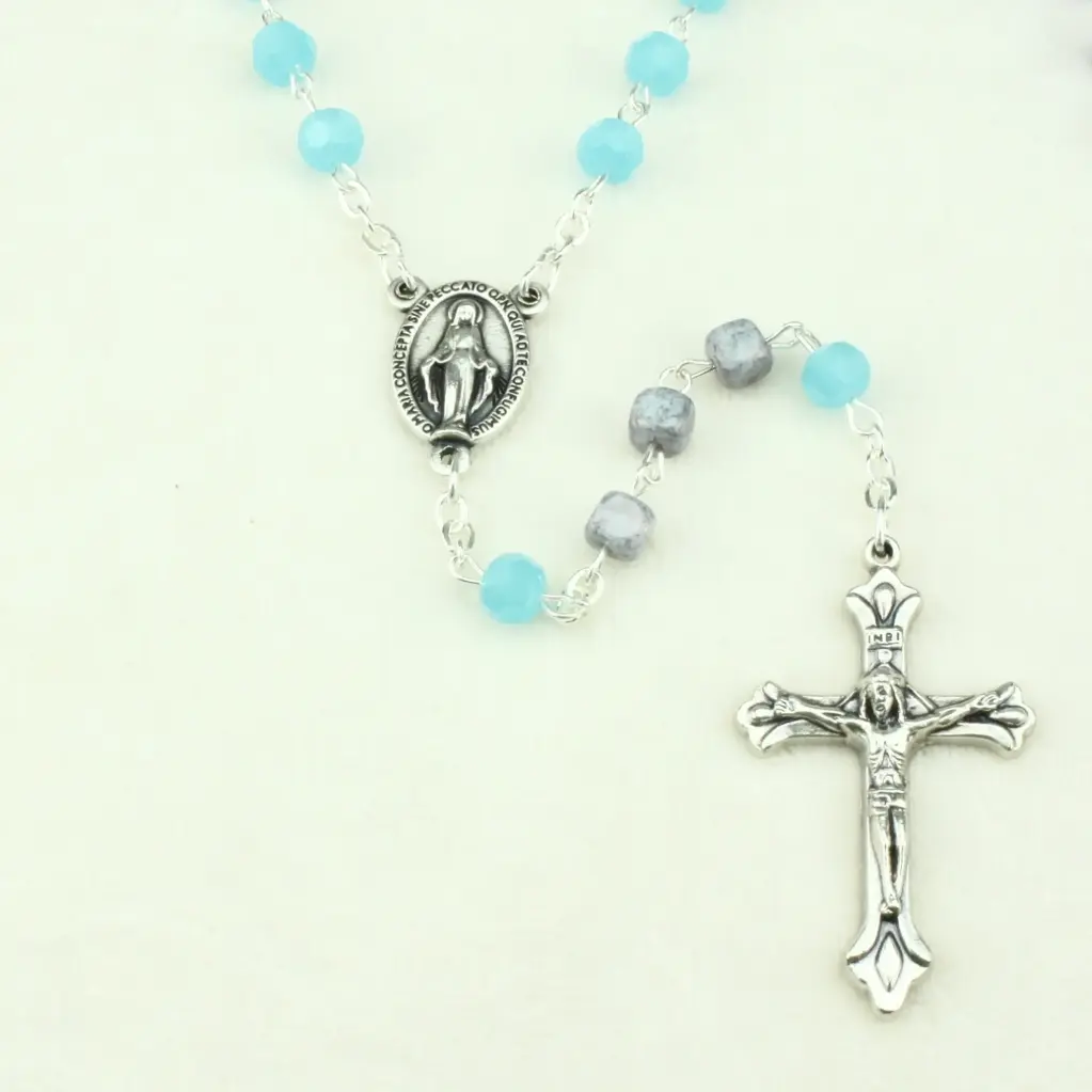 Rosary - pearl glass/stone - azzur (⌀6mm)