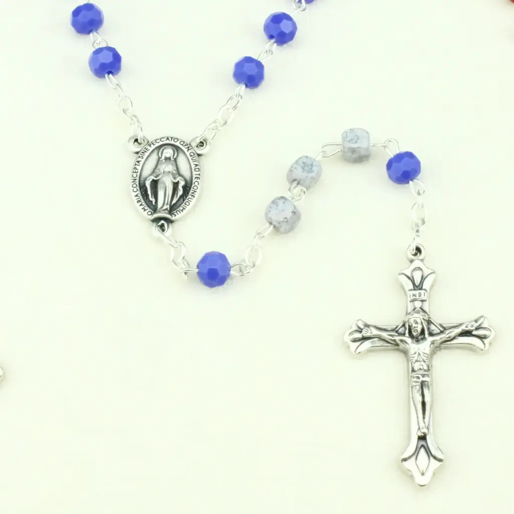 Rosary - pearl glass/stone - darkblue (⌀6mm)
