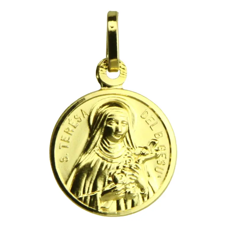 Saint Theresa Medal - 925% Silver 3μm Gold Plated (Ø14mm)