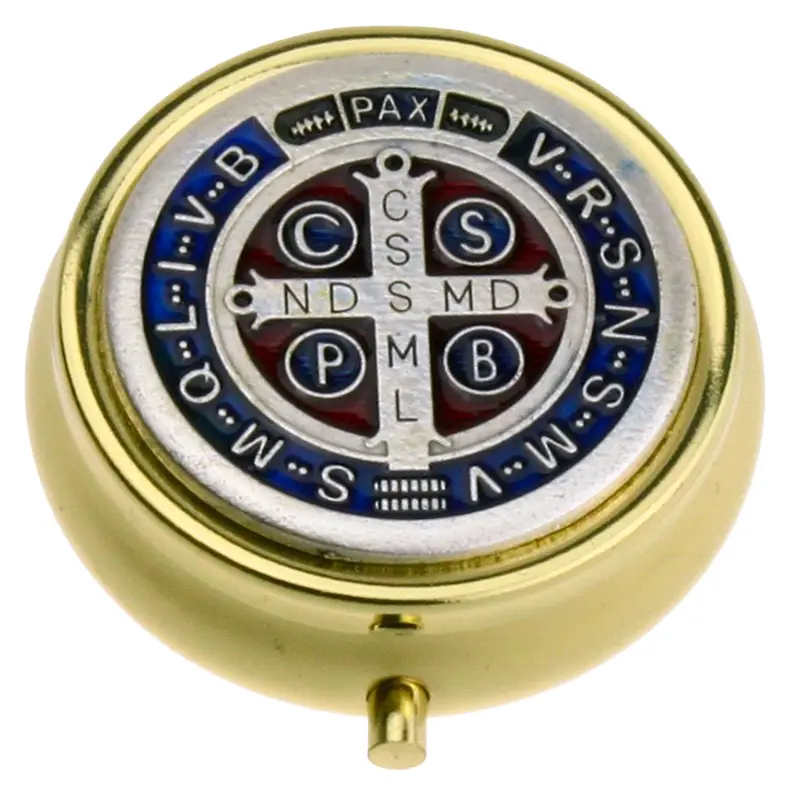 Hostiedoosje verguld 'Benedictus' blauw - D 40mm