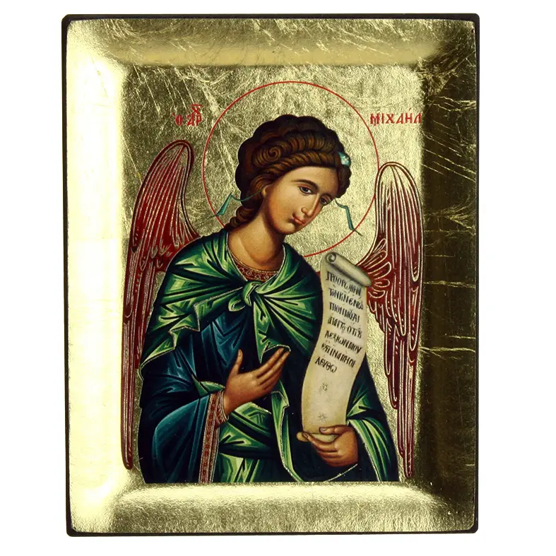 Ikoon zeefdruk/slagmetaal - Hl Michael (100x125mm)