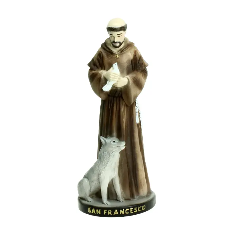 Beeld St Franciscus - kunsthars/gekleurd - 15cm