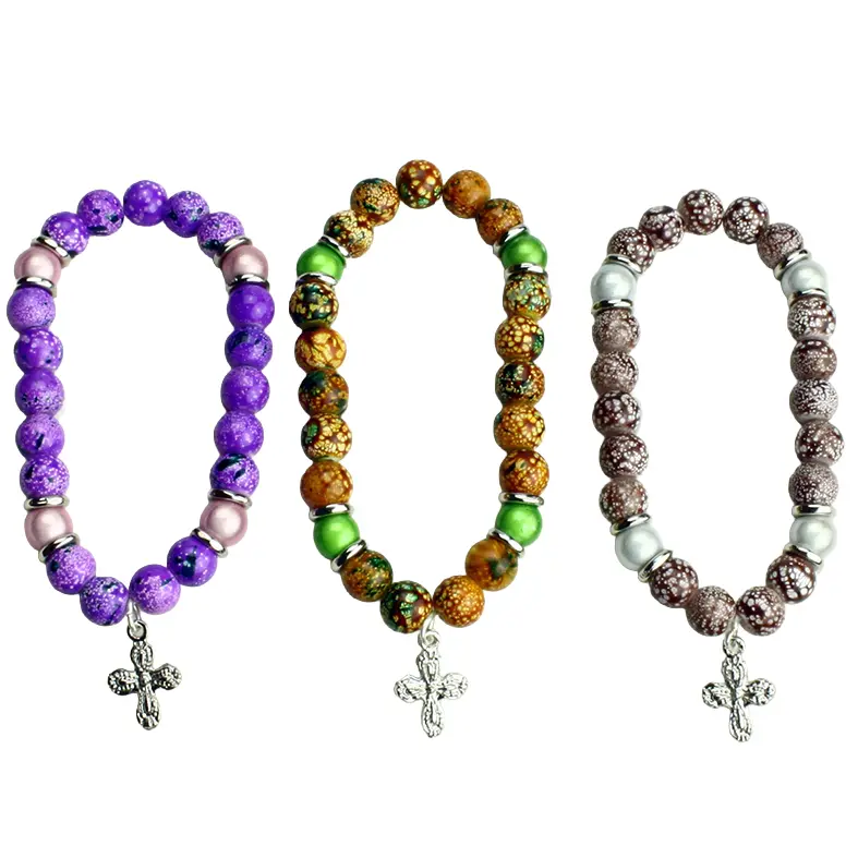 Armband/elastiek - glas geschilderd