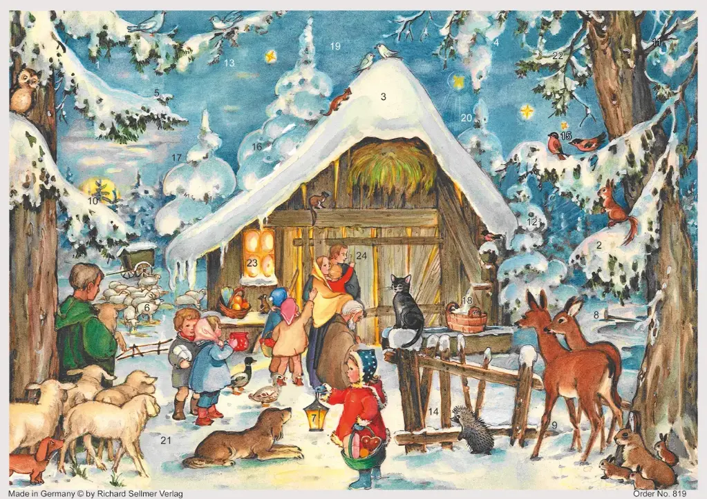 Adventskalender 21x29,7cm in cello/zonder tekst