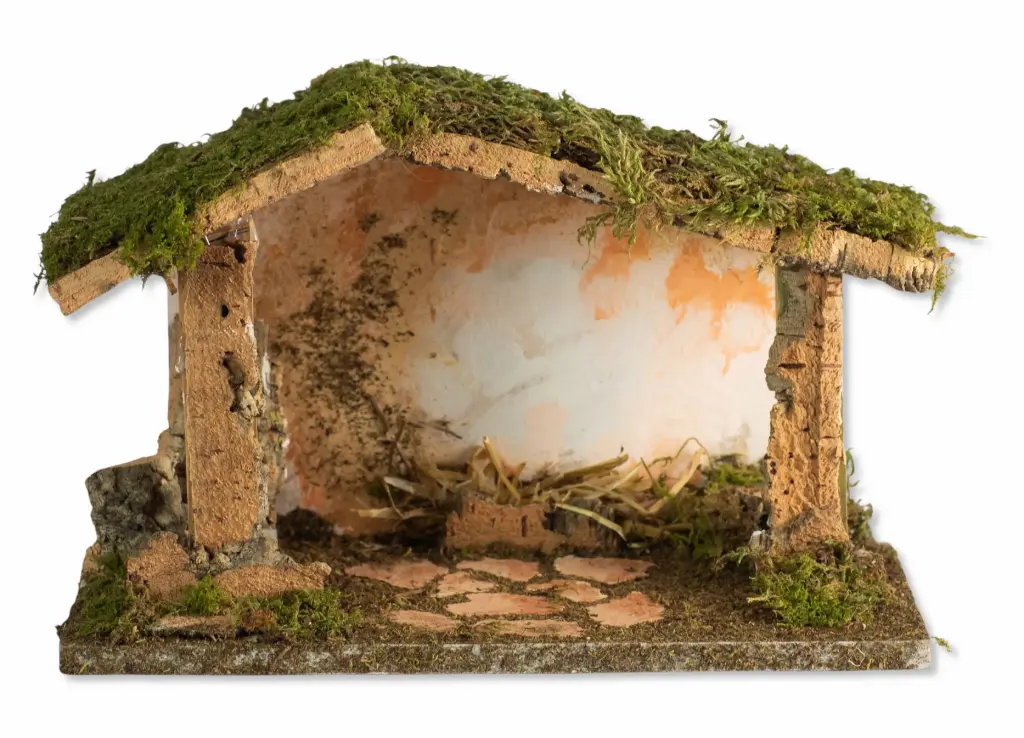 Kerstal leeg in hout/mos (30x15x19cm)