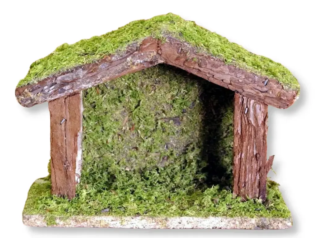 Krippe in Holz/Moos (18x8x13cm)