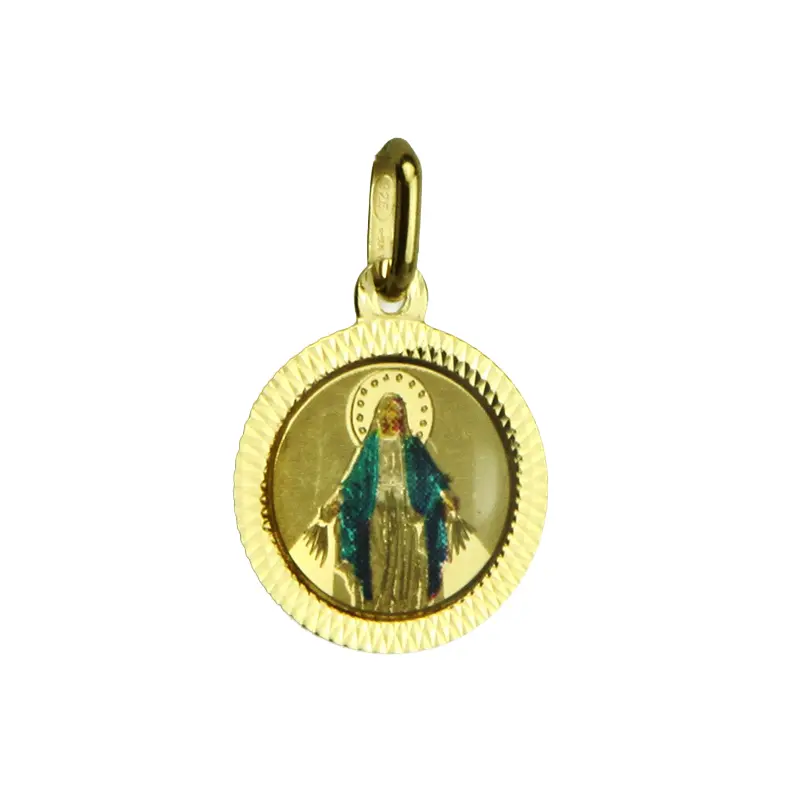 Medaille OLV Wonderdadig/gekleurd - zilver 925‰ verguld ovaal/boord (13mm)