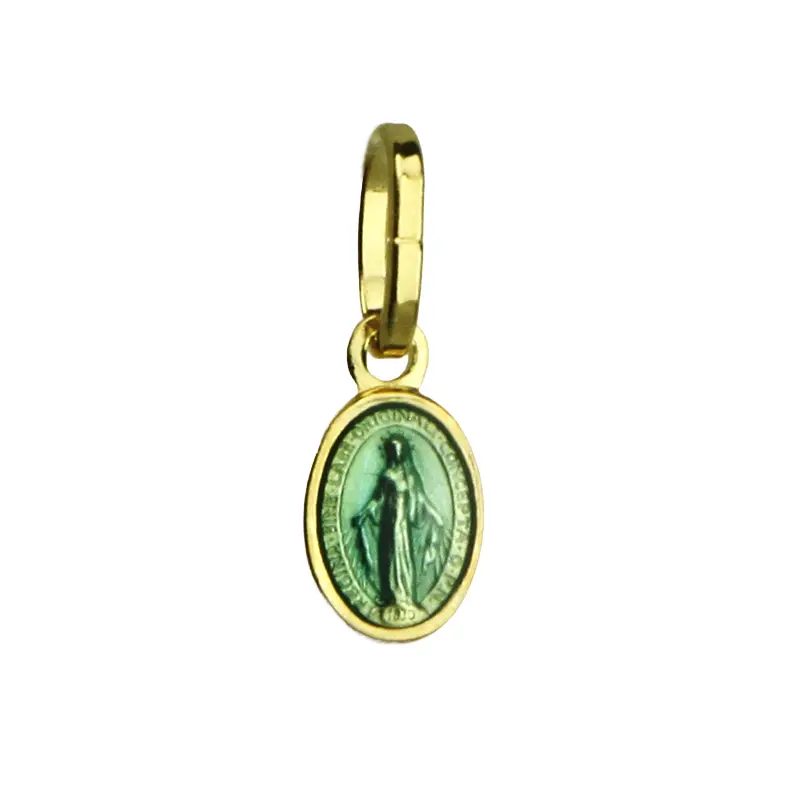 Wundertätige Medaille/Emaille Blu - 925% Silber vergoldet (6x9mm)