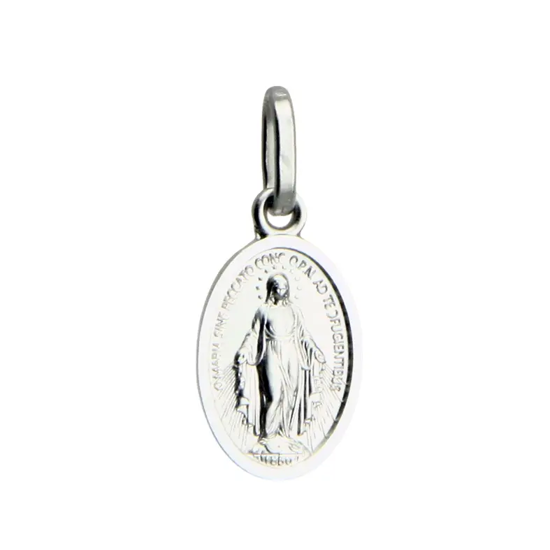 Médaille Miraculeuse/bord - Argent rhodié (9x14mm)