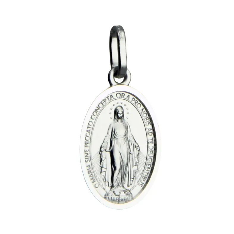 Médaille Miraculeuse/bord - Argent rhodié (12x17mm)