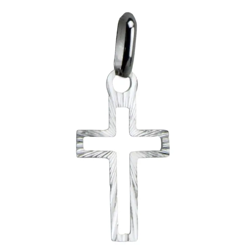 Kruisje uitgesneden - Ag 925‰ rhodium (9x15mm)