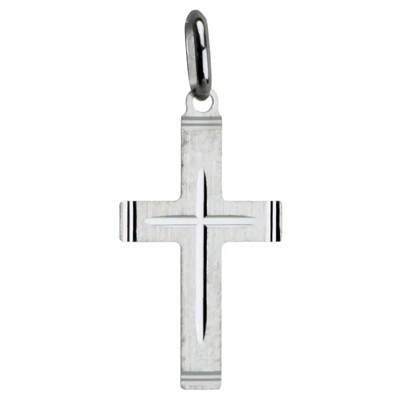 Croix diamantée - Ag 925‰ rhodié (13x20mm)