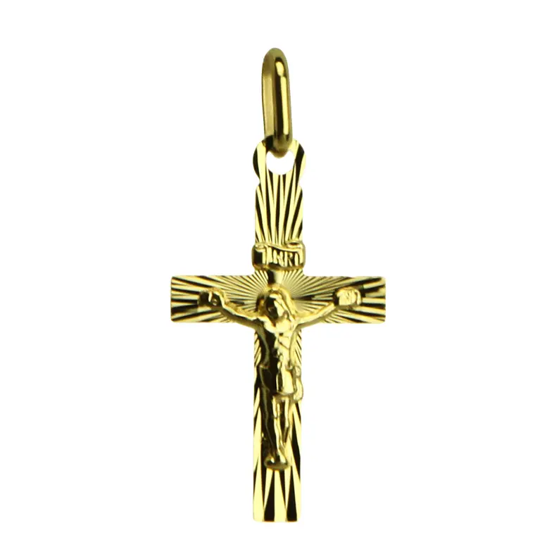Croix rayonnée/christ - Ag 925‰ Plaqué Or (13x20mm)