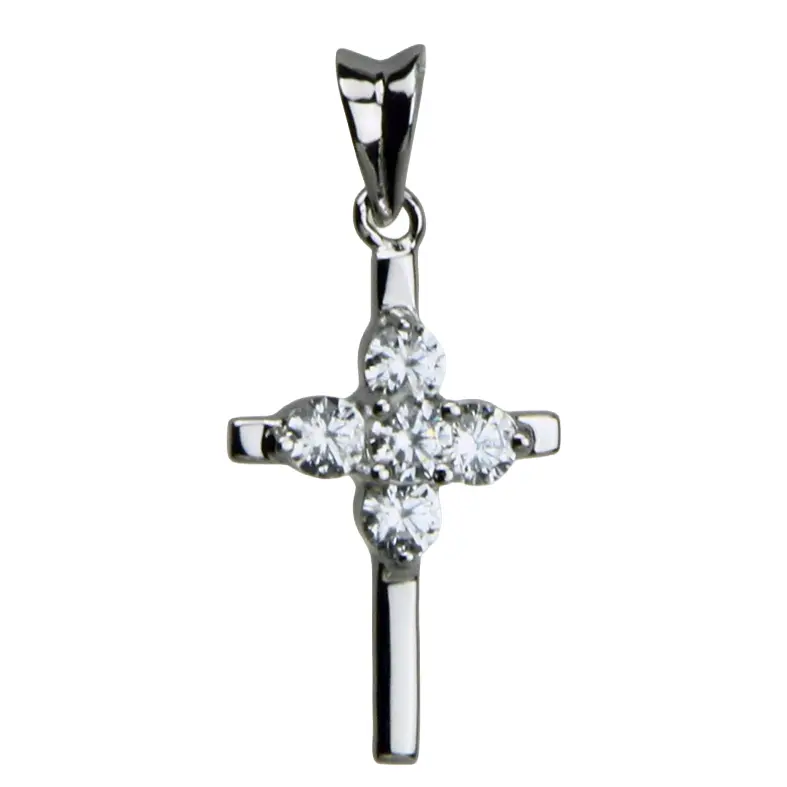 Croix pierre zircon - Ag 925‰ rhodié (13x20mm)