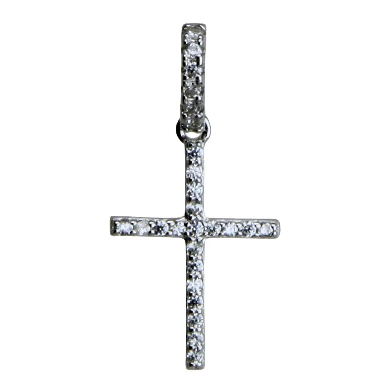 Halskreuz mit Zirkonensteine - Silber 925% rhodiert (11x15mm)