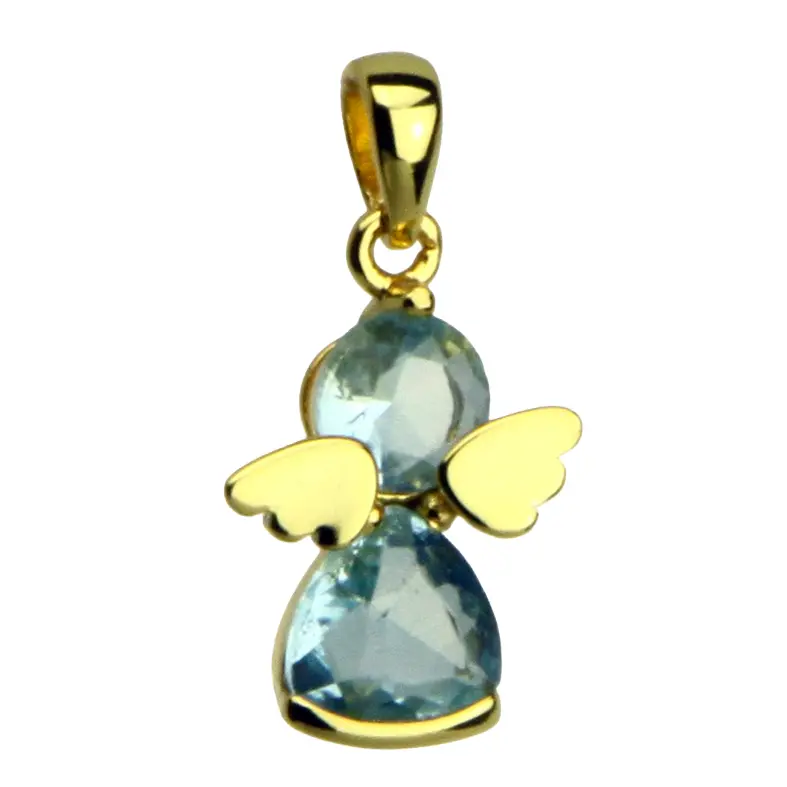 Angel zircon blue - Silver 925% gold plated (11x13mm)