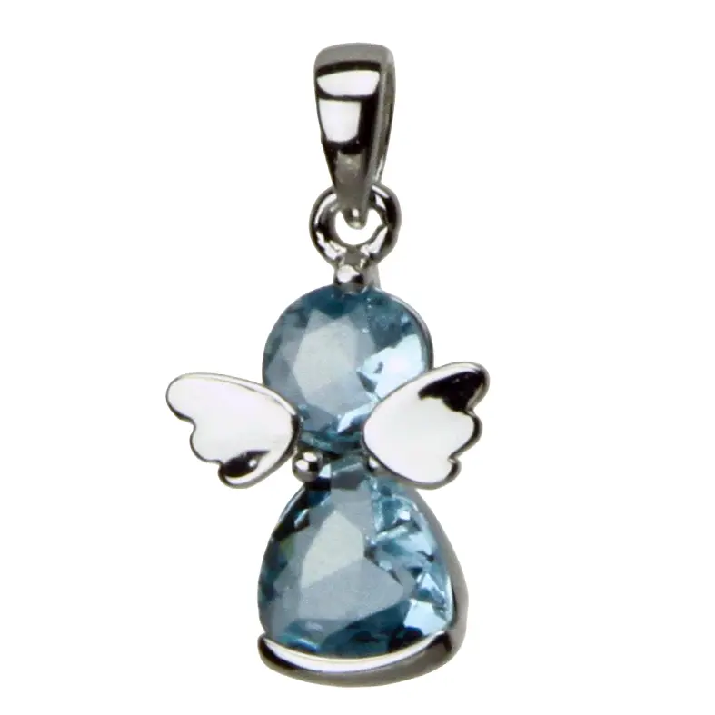 Engeltje steentje blauw - Ag 925‰ rhodium (11x13mm)