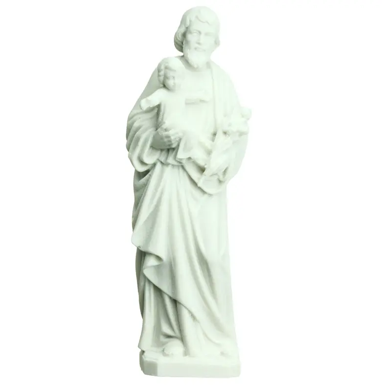 Beeld H.Jozef/Lelie - kunsthars/wit - 12cm