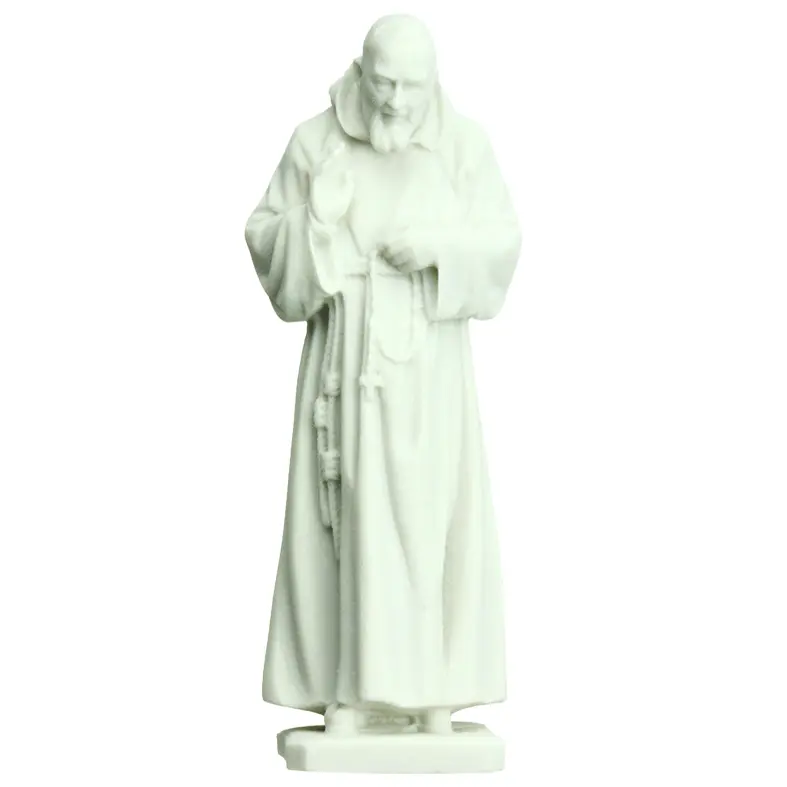 Beeld P. Pio - kunsthars/wit - 12cm