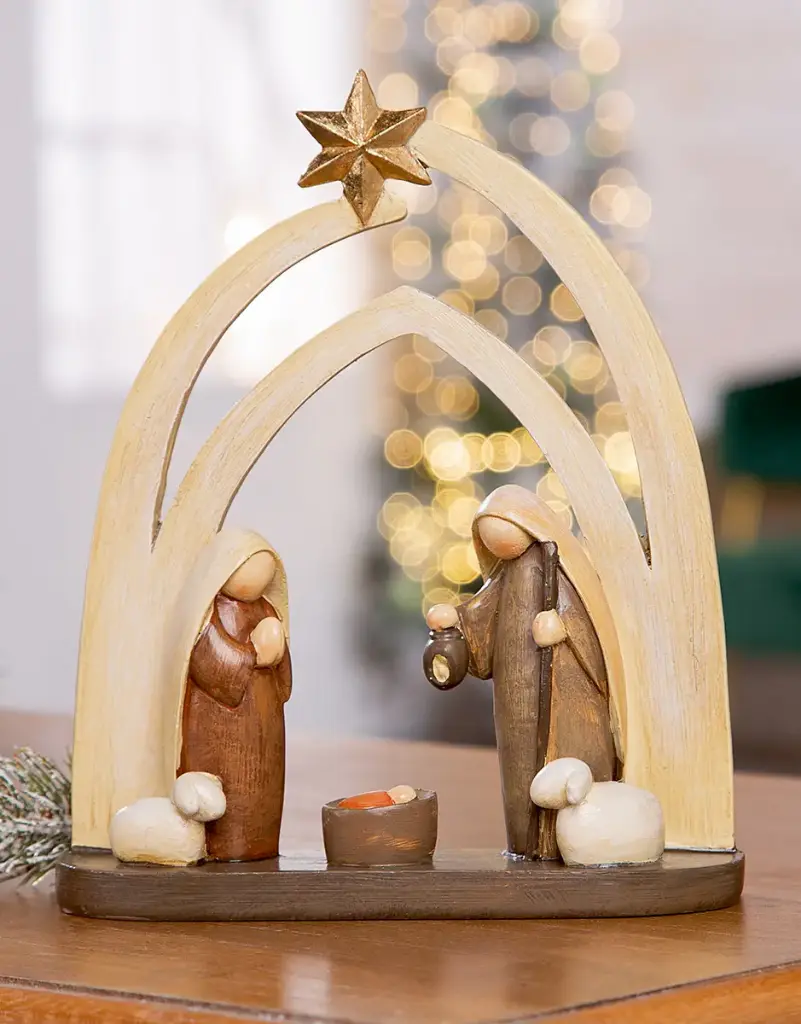 Stal/ster + 5 figuren - poly (15,5x19cm)